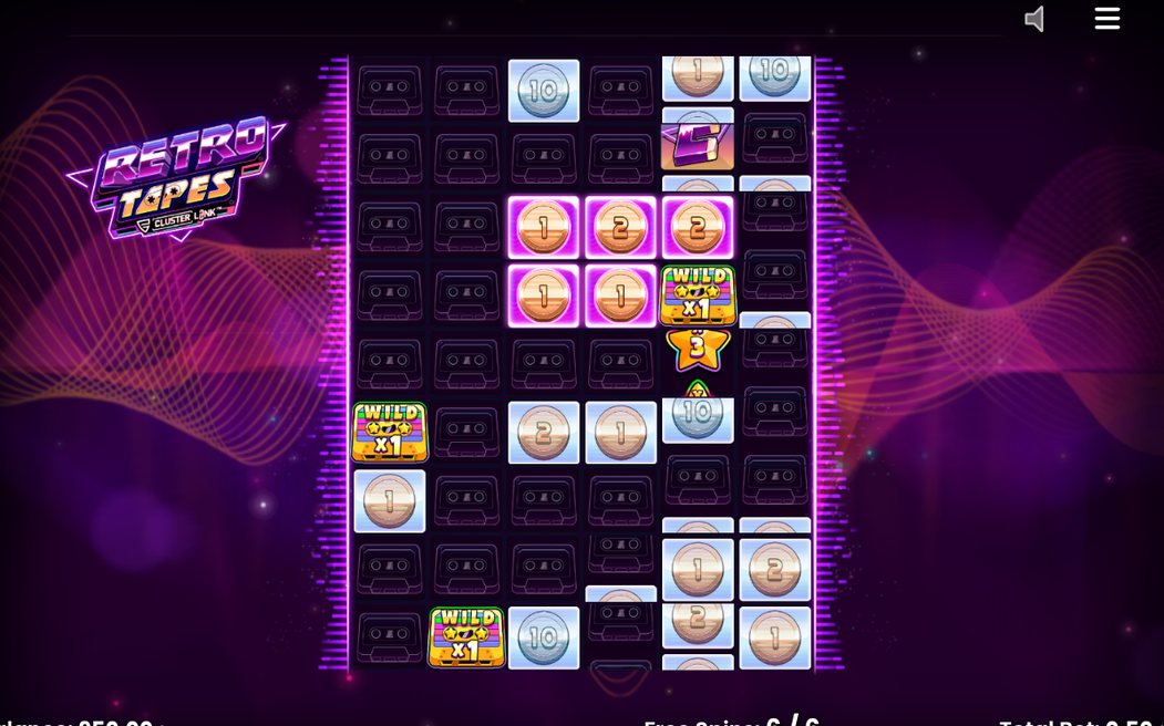 Omvandlade Wild Tape-symboler i Free Spins-läget
